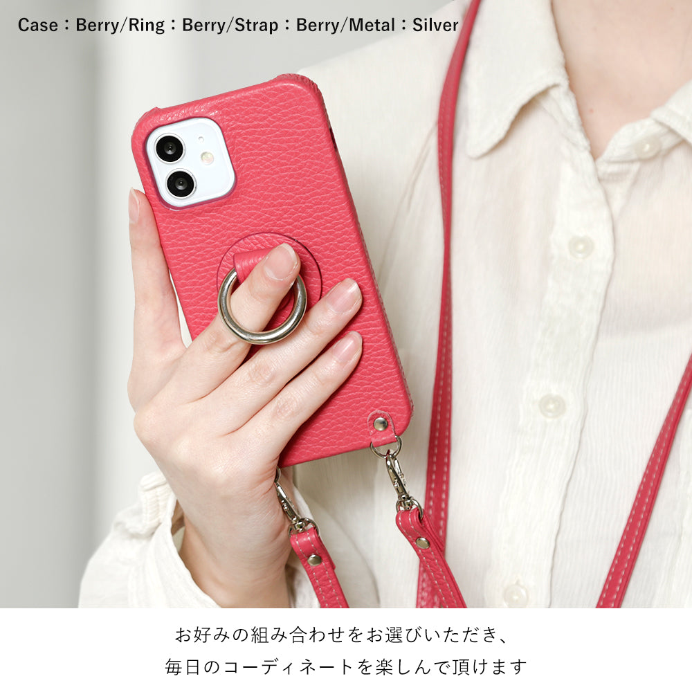 本革 32色 イタリアンシュリンクレザー スマホリング＆ショルダーストラップ付き 背面ケース Google Pixelシリーズ