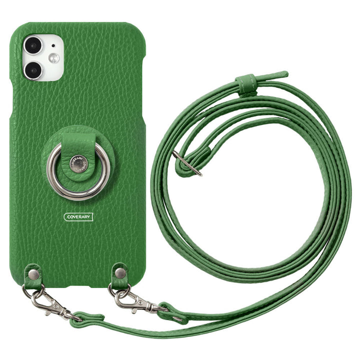 Cuir véritable 32 couleurs cuir italien grainé avec anneau pour smartphone et bandoulière étui arrière série Xperia