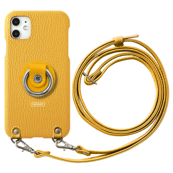 Cuir véritable 32 couleurs cuir italien grainé avec anneau pour smartphone et sangle d'épaule coque arrière série AQUOS