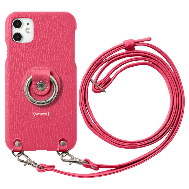Cuir véritable 32 couleurs cuir italien grainé avec anneau pour smartphone et bandoulière étui arrière série Xperia