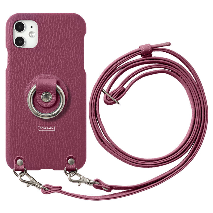 Cuir véritable 32 couleurs cuir italien grainé avec anneau pour smartphone et bandoulière étui arrière série Xperia