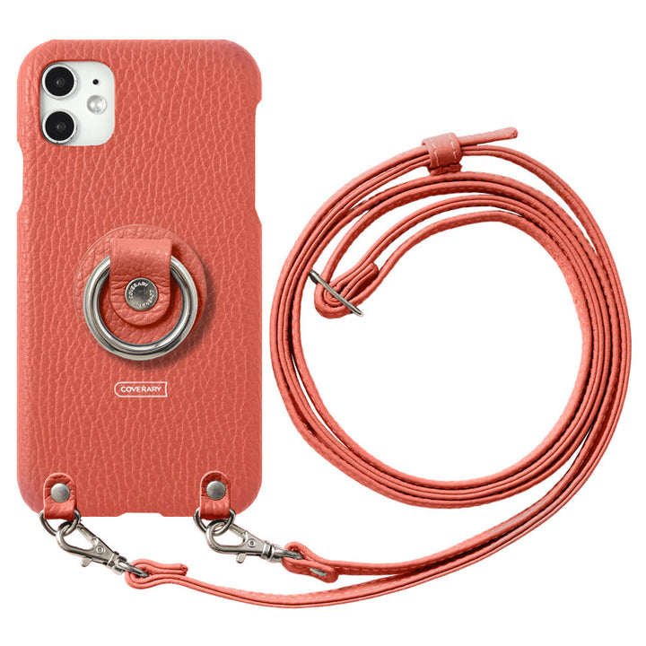 Cuir véritable 32 couleurs cuir italien grainé avec anneau pour smartphone et bandoulière étui arrière série Xperia