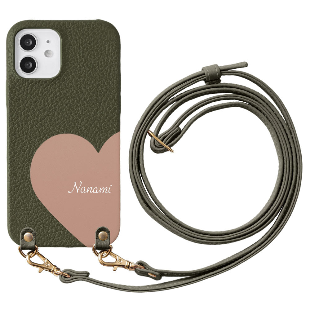 Genuine Leather 32 Colors Italian Shrink Leather Motif Cut Leather Printed Name Shoulder Strap Included Back Case AQUOS Series