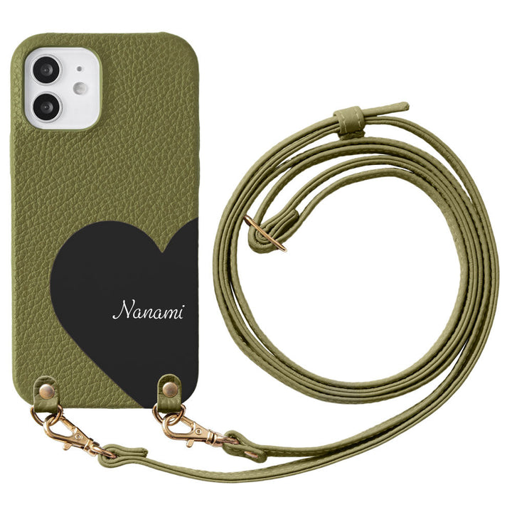 Genuine Leather 32 Colors Italian Shrink Leather Motif Cut Leather Printed Name Shoulder Strap Included Back Case AQUOS Series