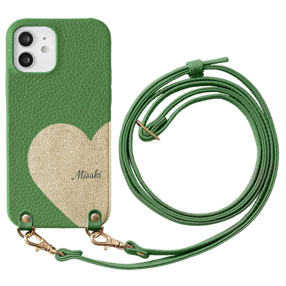 Genuine Leather 32 Colors Italian Shrink Leather Motif Cut Leather Printed Name Shoulder Strap Included Back Case AQUOS Series