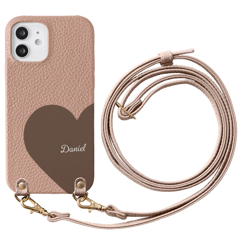 Genuine Leather 32 Colors Italian Shrink Leather Motif Cut Leather Printed Name Shoulder Strap Included Back Case AQUOS Series