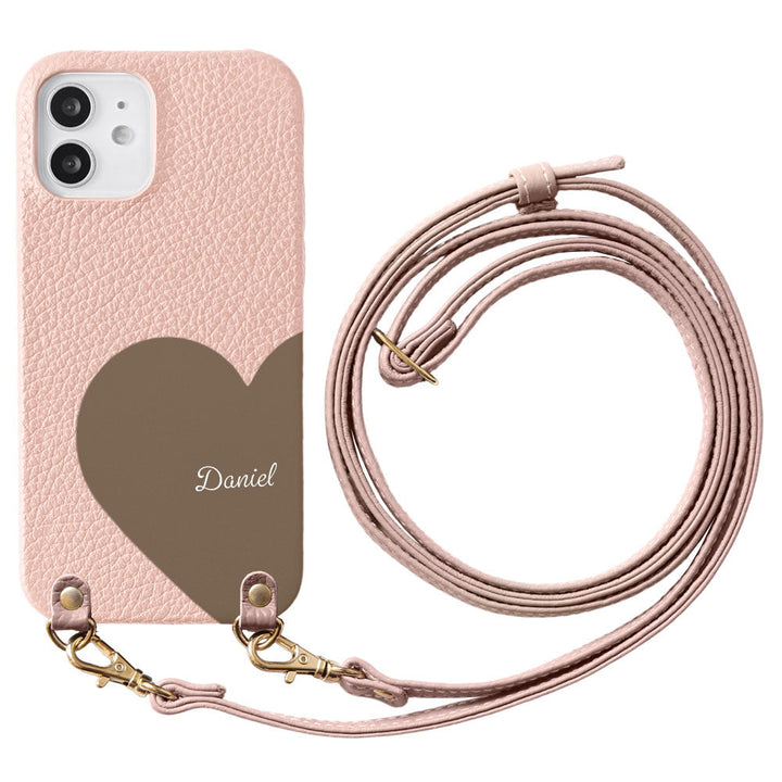Genuine Leather 32 Colors Italian Shrink Leather Motif Cut Leather Printed Name Shoulder Strap Included Back Case AQUOS Series