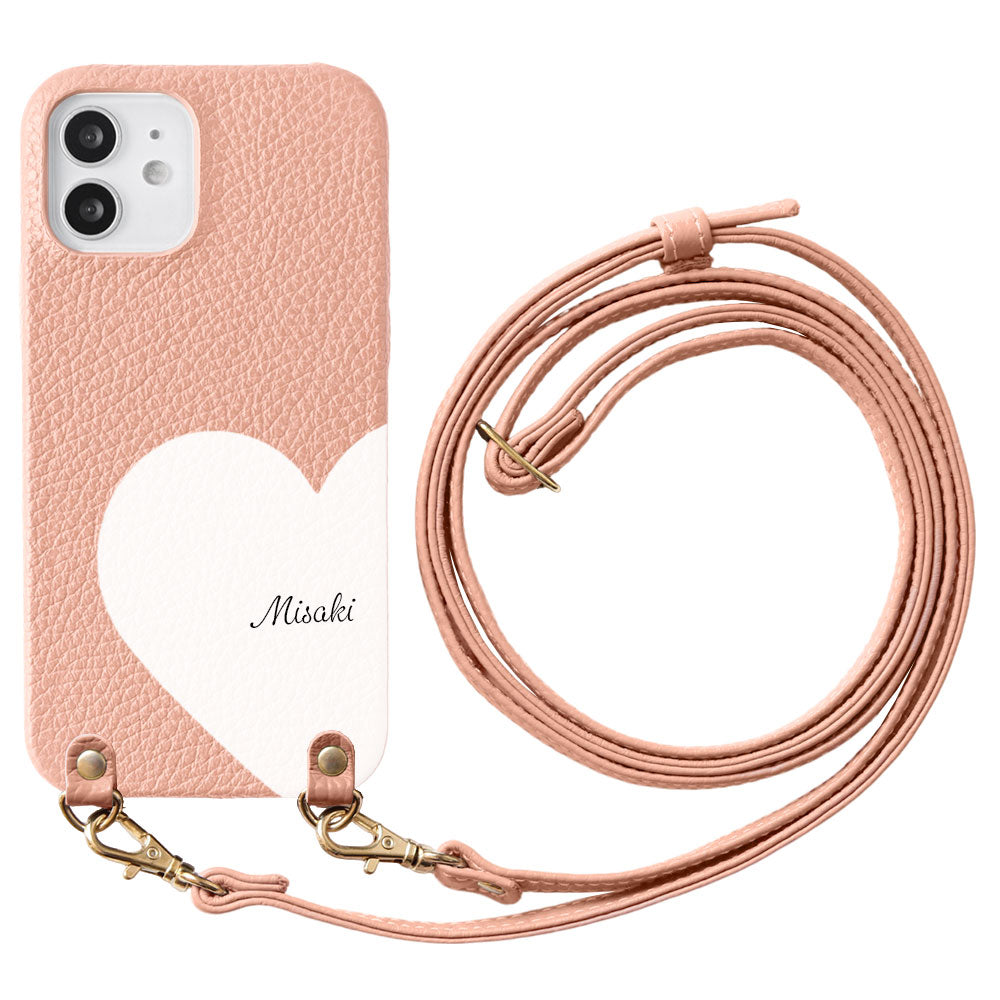 Genuine Leather 32 Colors Italian Shrink Leather Motif Cut Leather Printed Name Shoulder Strap Included Back Case AQUOS Series