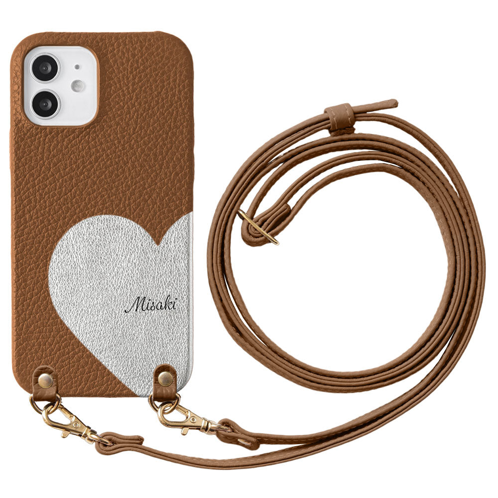 Genuine Leather 32 Colors Italian Shrink Leather Motif Cut Leather Printed Name Shoulder Strap Included Back Case AQUOS Series