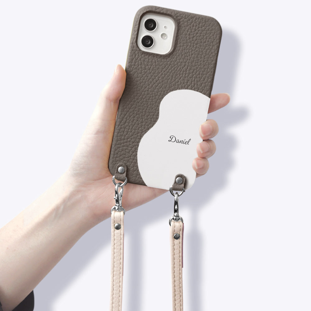 Genuine Leather 32 Colors Italian Shrink Leather Motif Cut Leather Printed Name Shoulder Strap Included Back Case AQUOS Series