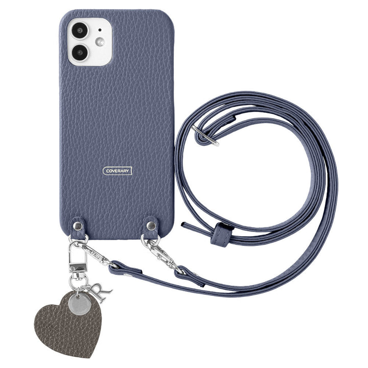 Cuir véritable 32 couleurs Cuir italien grainé avec bandoulière Charm initial motif Coque arrière Série Galaxy