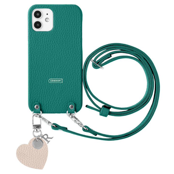 Cuir véritable 32 couleurs cuir italien grainé avec bandoulière breloque initiale motif coque arrière série Google Pixel