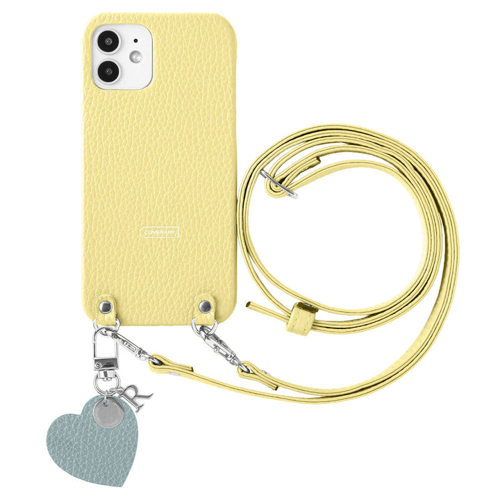 Genuine Leather 32 Colors Italian Shrink Leather Shoulder Strap with Motif Initial Charm Back Case AQUOS Series