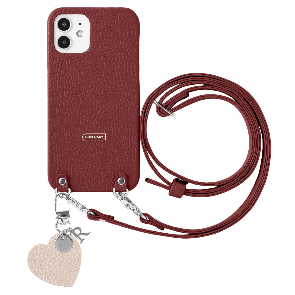 本革 32色 イタリアンシュリンクレザー ショルダーストラップ付き モチーフイニシャルチャーム 背面ケース Xperiaシリーズ