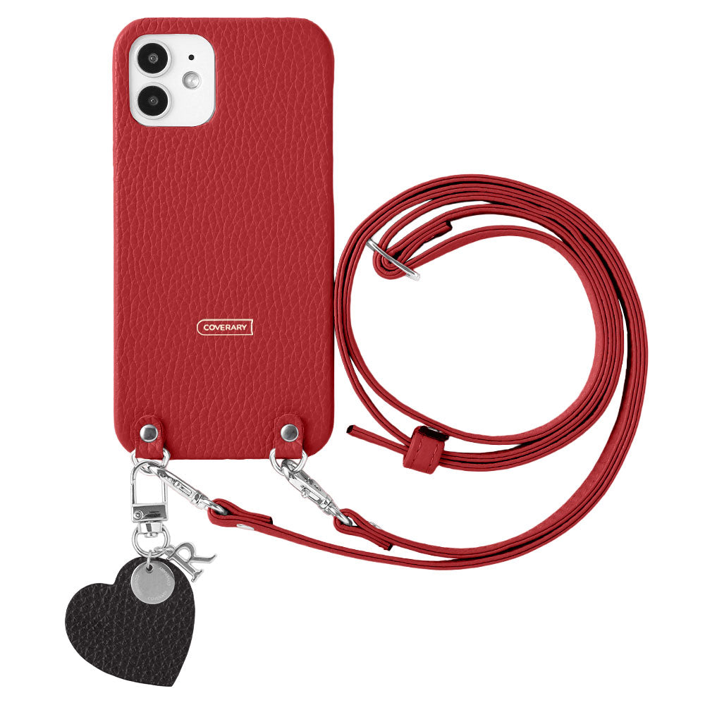 本革 32色 イタリアンシュリンクレザー ショルダーストラップ付き モチーフイニシャルチャーム 背面ケース Xperiaシリーズ