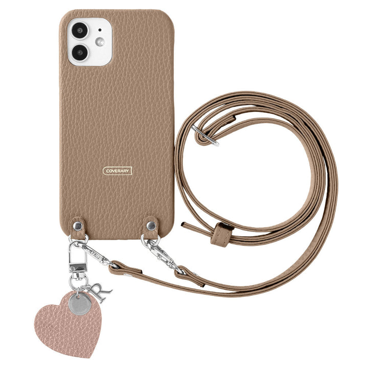 Genuine Leather 32 Colors Italian Shrink Leather Shoulder Strap with Motif Initial Charm Back Case AQUOS Series