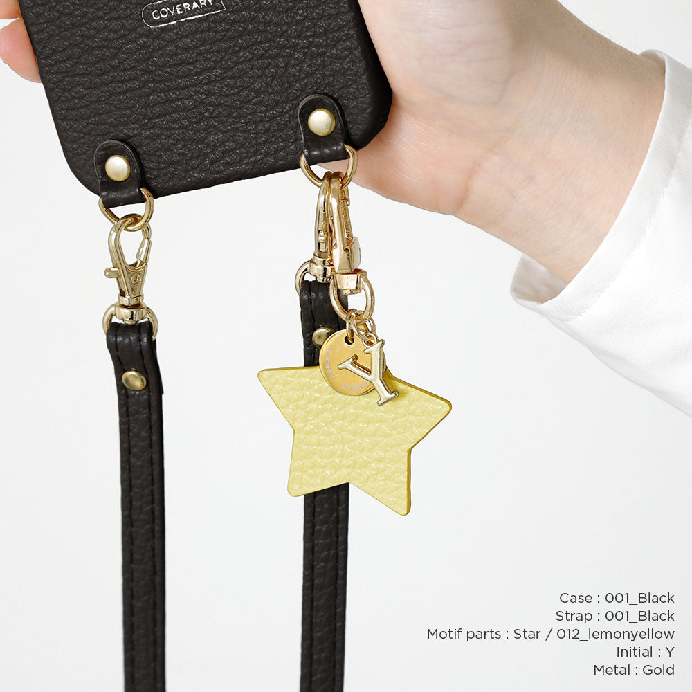 Genuine Leather 32 Colors Italian Shrink Leather Shoulder Strap with Motif Initial Charm Back Case AQUOS Series