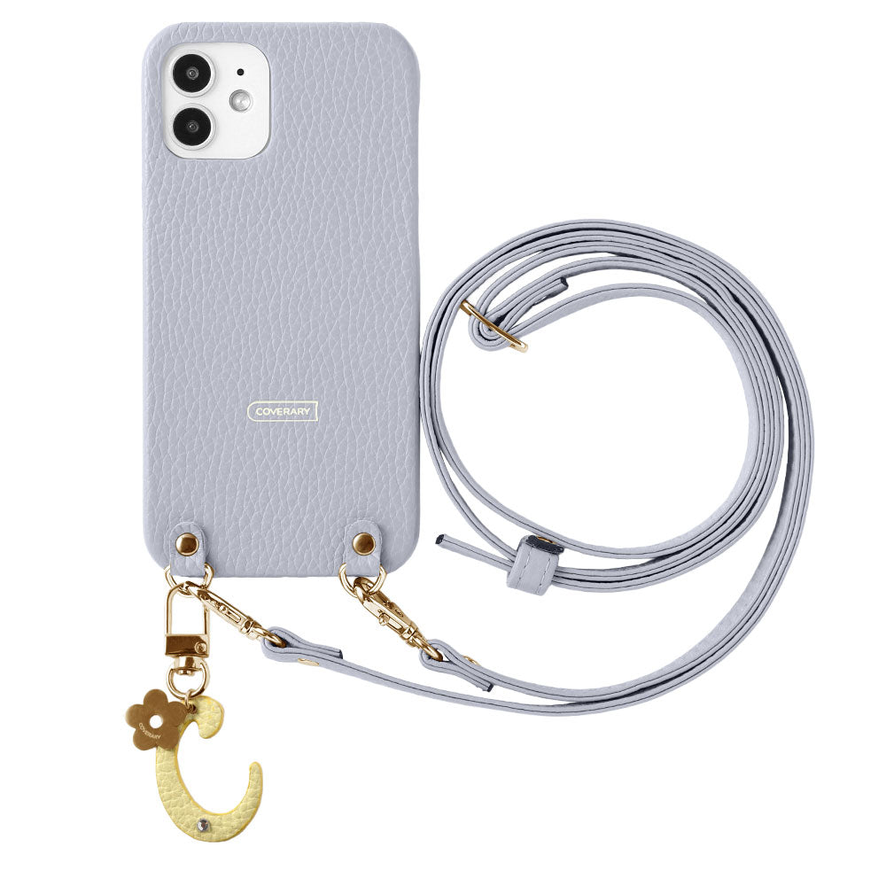 Genuine leather 32 colors Italian shrink leather mini initial charm with shoulder strap back case