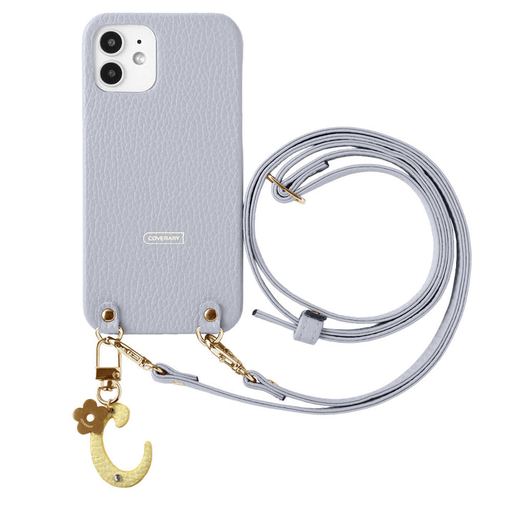 Genuine leather 32 colors Italian shrink leather mini initial charm with shoulder strap back case