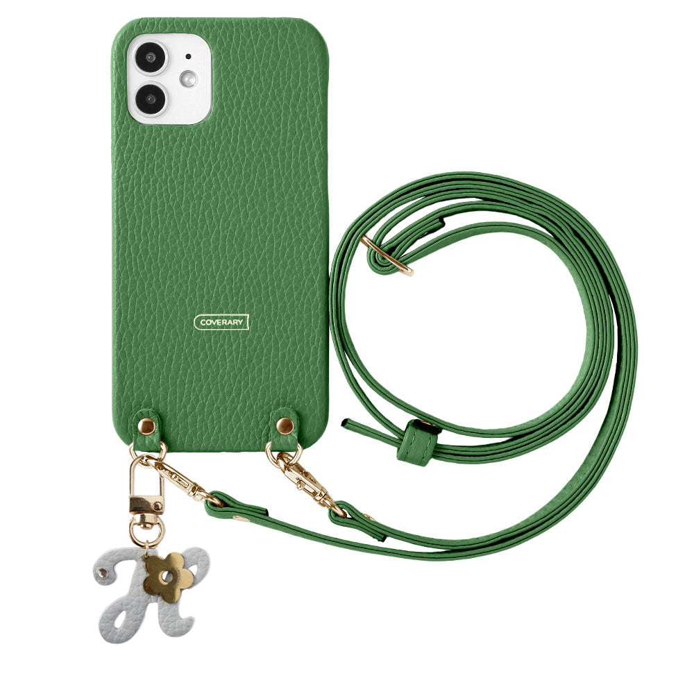 Genuine leather 32 colors Italian shrink leather mini initial charm with shoulder strap back case