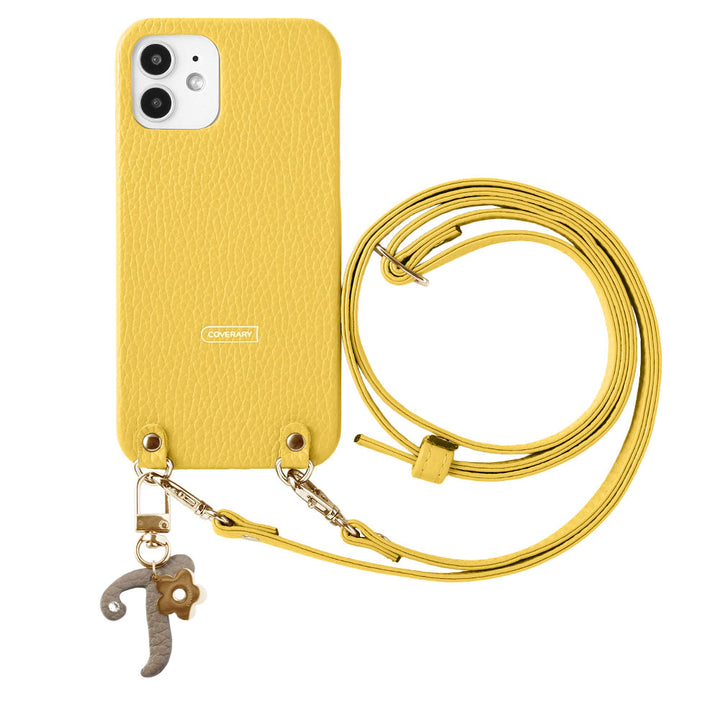 Genuine leather 32 colors Italian shrink leather mini initial charm with shoulder strap back case