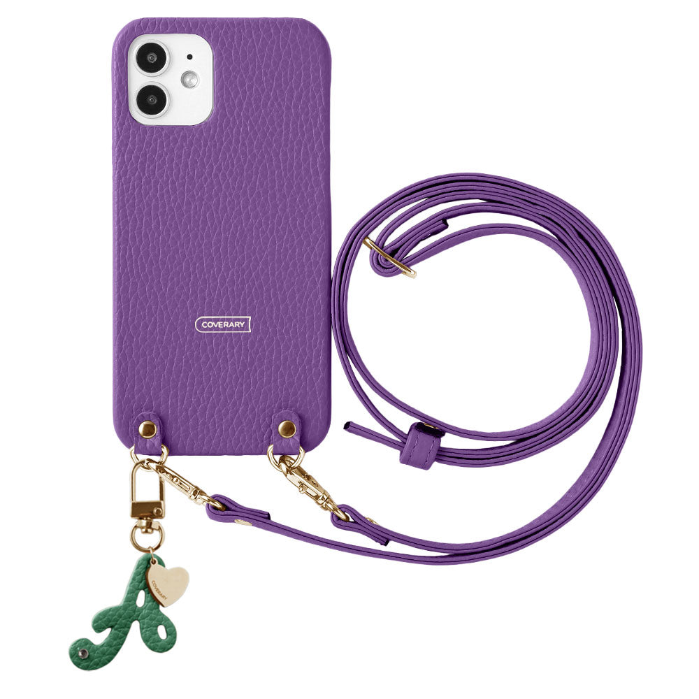 Genuine leather 32 colors Italian shrink leather mini initial charm with shoulder strap back case