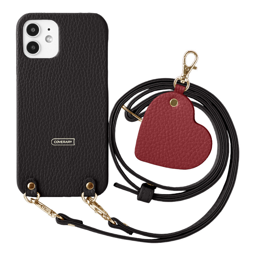 Cuir véritable 32 couleurs Cuir italien grainé Motif miroir porte-clés Avec bandoulière Coque arrière Série AQUOS