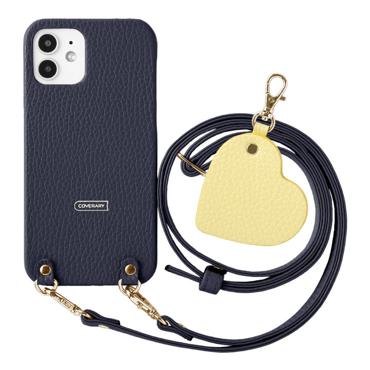Cuir véritable 32 couleurs Cuir italien grainé Motif miroir porte-clés Avec bandoulière Coque arrière Série AQUOS
