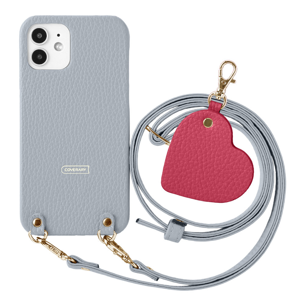 Cuir véritable 32 couleurs Cuir italien grainé Motif miroir porte-clés Avec bandoulière Coque arrière Série AQUOS
