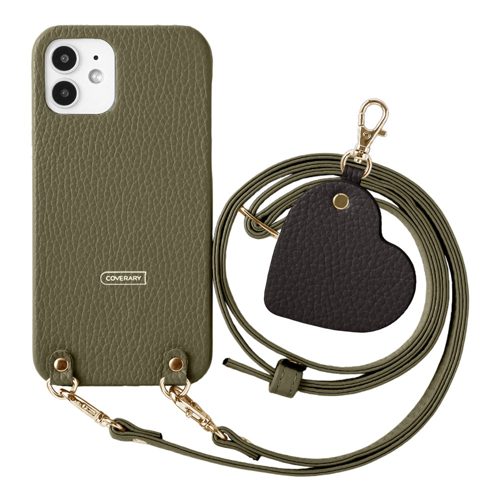 Cuir véritable 32 couleurs Cuir italien grainé Motif miroir porte-clés Avec bandoulière Coque arrière Série AQUOS
