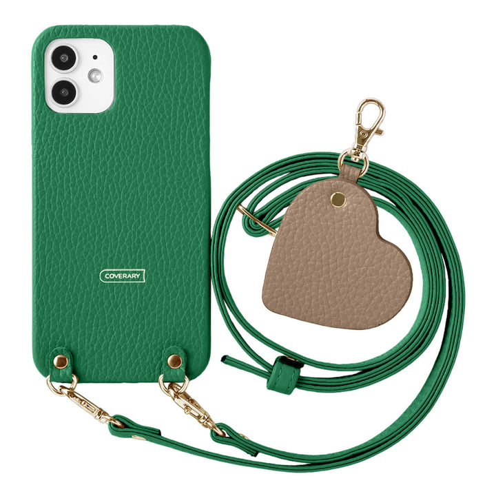 Cuir véritable 32 couleurs Cuir italien grainé Motif miroir porte-clés Avec bandoulière Coque arrière Série AQUOS