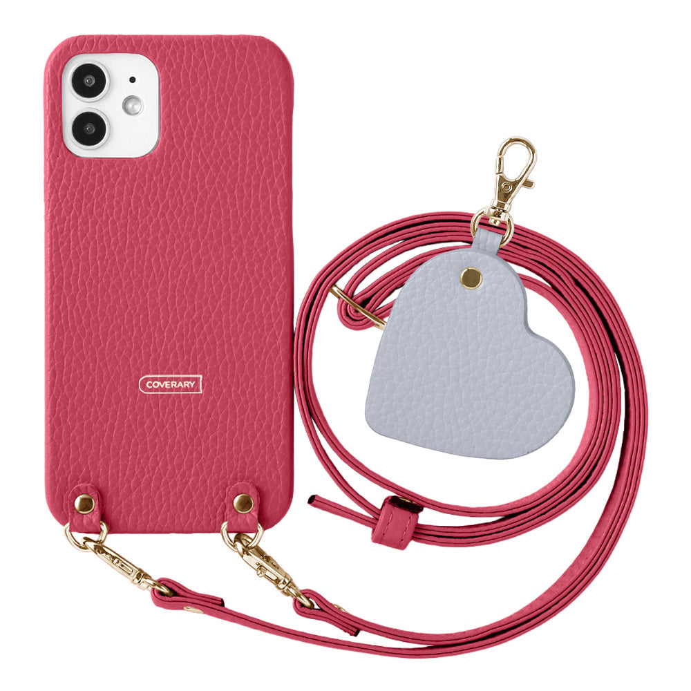 Cuir véritable 32 couleurs Cuir italien grainé Motif miroir porte-clés Avec bandoulière Coque arrière Série AQUOS