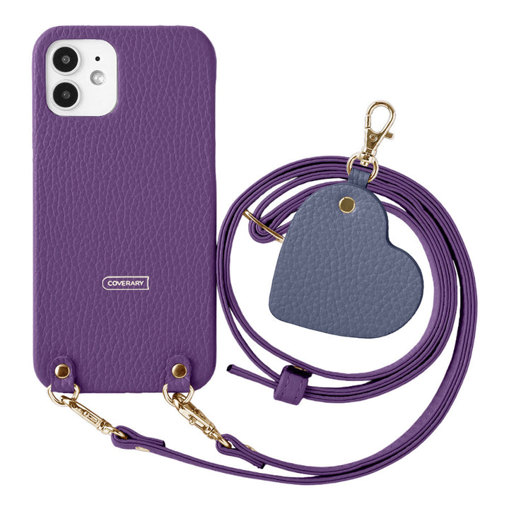 Cuir véritable 32 couleurs Cuir italien grainé Motif miroir porte-clés Avec bandoulière Coque arrière Série AQUOS