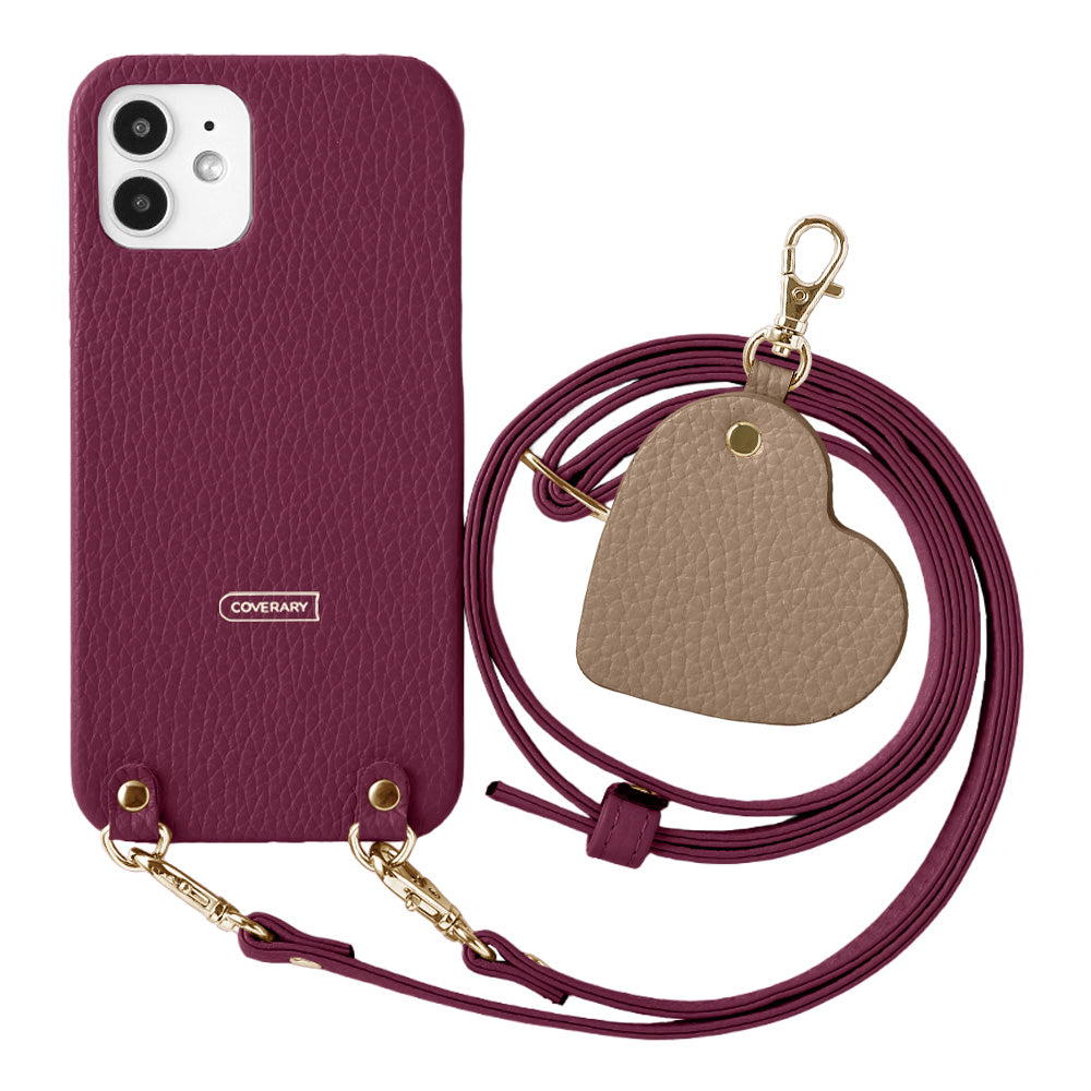 Cuir véritable 32 couleurs Cuir italien grainé Motif miroir porte-clés Avec bandoulière Coque arrière Série AQUOS
