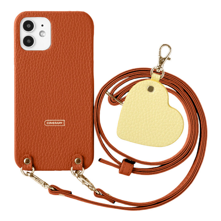 Genuine Leather 32 Colors Italian Shrink Leather Motif Mirror Charm with Shoulder Strap Back Case for Xperia Series