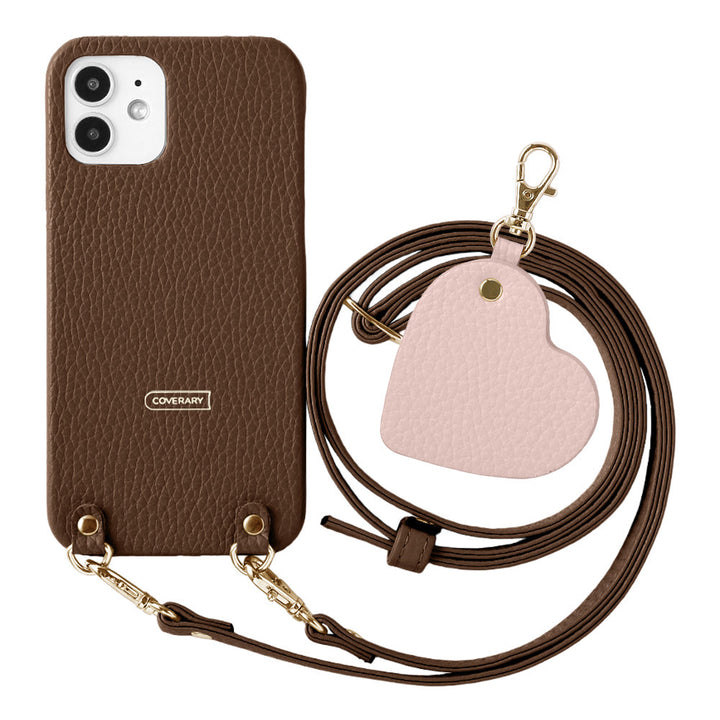 Cuir véritable 32 couleurs Cuir italien grainé Motif miroir porte-clés Avec bandoulière Coque arrière Série AQUOS