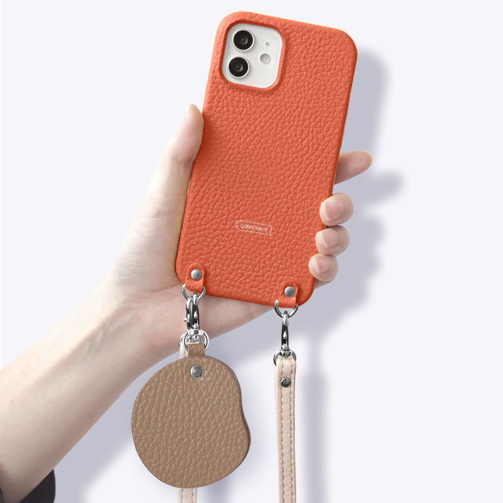 Genuine Leather 32 Colors Italian Shrink Leather Motif Mirror Charm with Shoulder Strap Back Case for Xperia Series