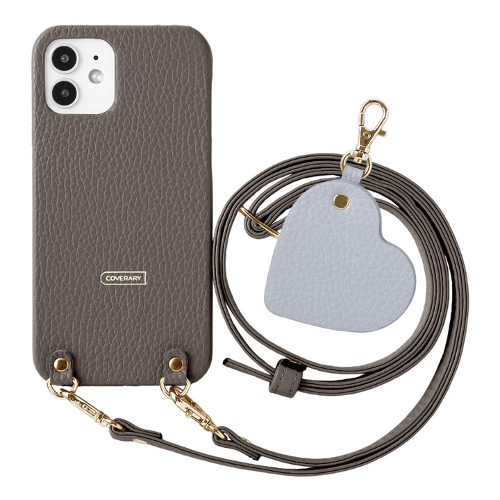 Cuir véritable 32 couleurs Cuir italien grainé Motif miroir porte-clés Avec bandoulière Coque arrière Série AQUOS
