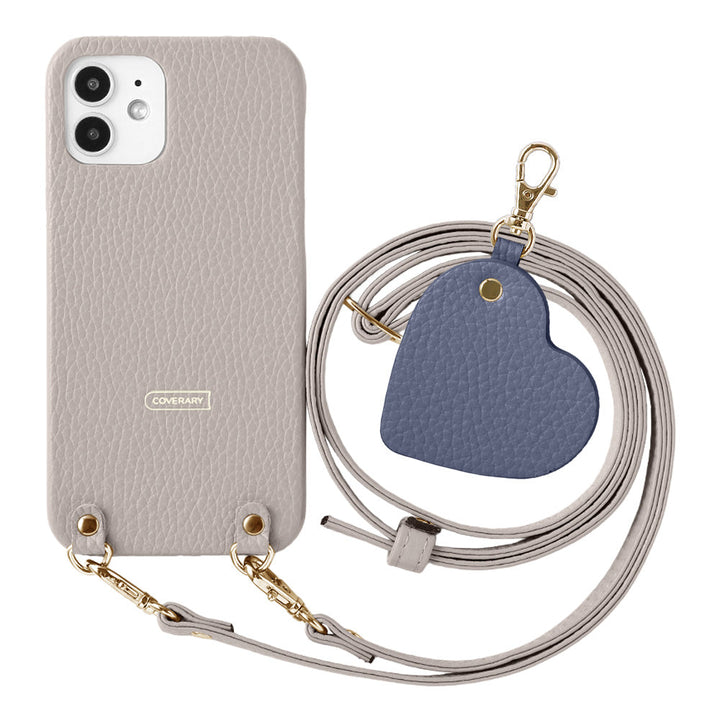 Cuir véritable 32 couleurs Cuir italien grainé Motif miroir porte-clés Avec bandoulière Coque arrière Série AQUOS