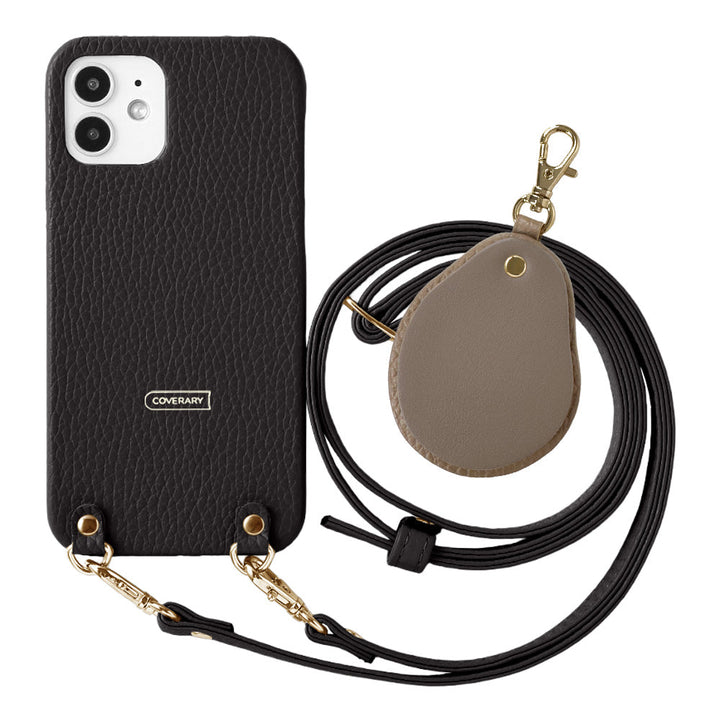 Genuine leather 32 colors Italian shrink leather with shoulder strap Different material nuance mirror charm back case AQUOS series
