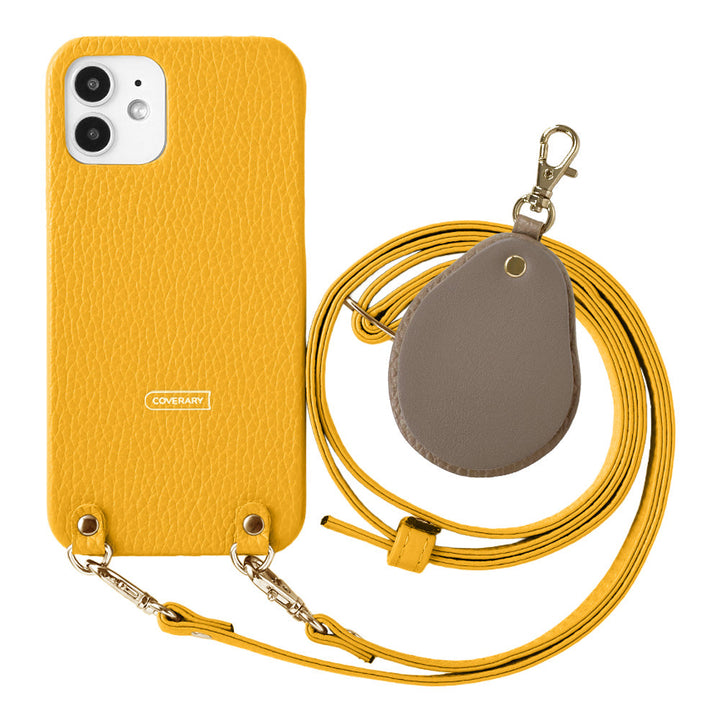 Genuine leather 32 colors Italian shrink leather with shoulder strap Different material nuance mirror charm back case AQUOS series