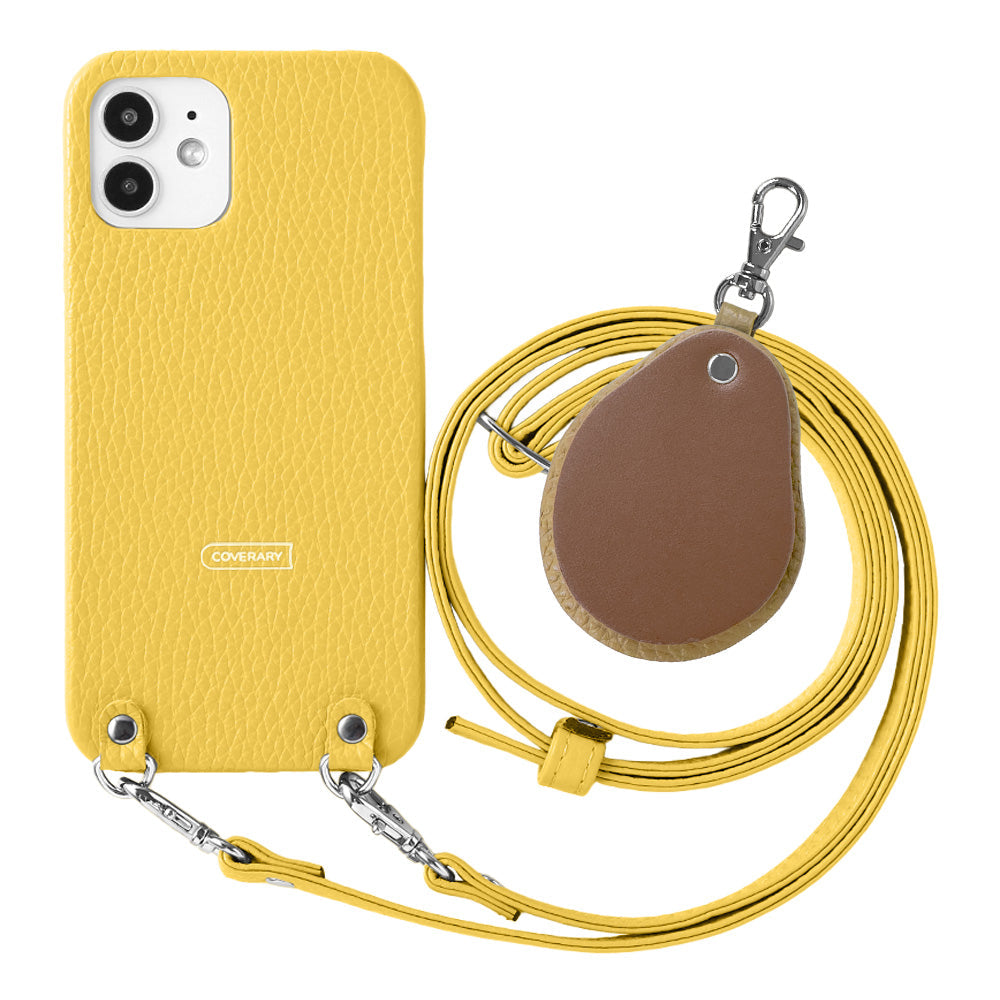 Genuine leather 32 colors Italian shrink leather with shoulder strap Different material nuance mirror charm back case AQUOS series