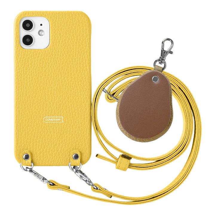 Genuine leather 32 colors Italian shrink leather with shoulder strap Different material nuance mirror charm back case AQUOS series