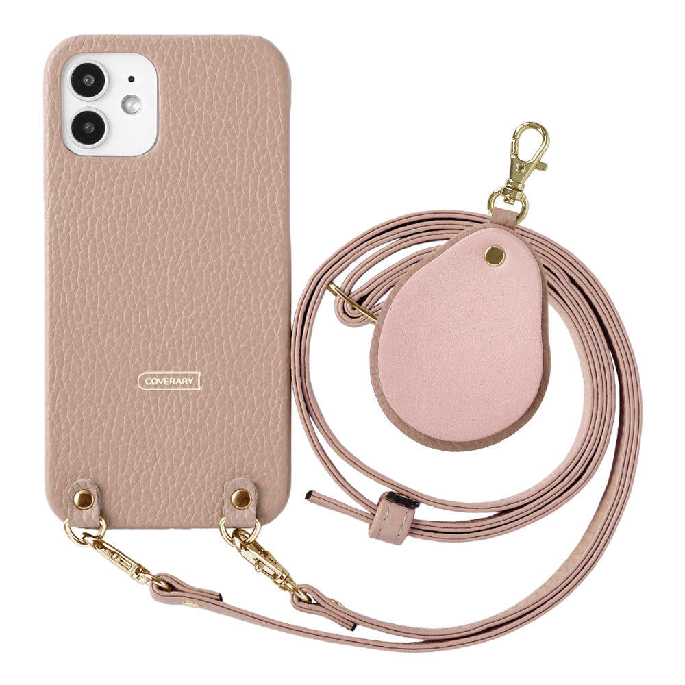 Genuine leather 32 colors Italian shrink leather with shoulder strap Different material nuance mirror charm back case AQUOS series