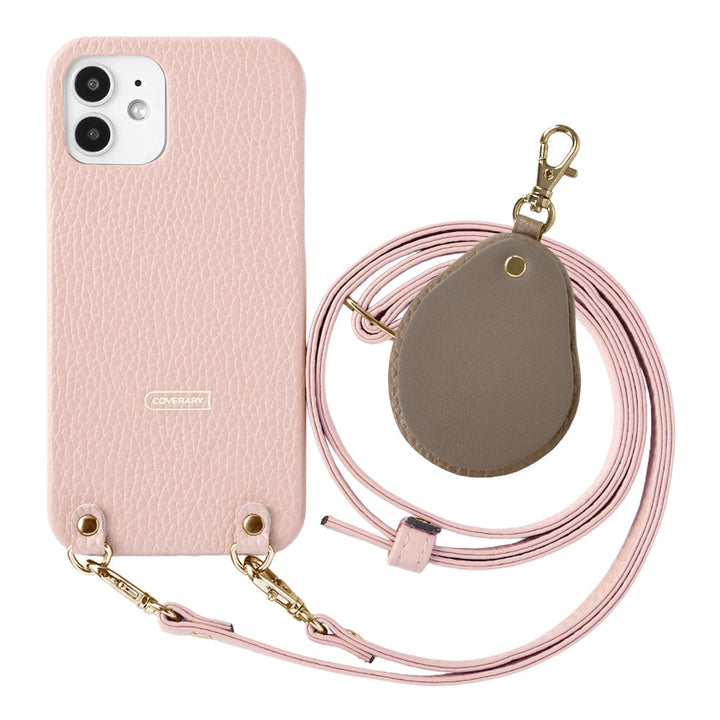 Genuine leather 32 colors Italian shrink leather with shoulder strap Different material nuance mirror charm back case Galaxy series