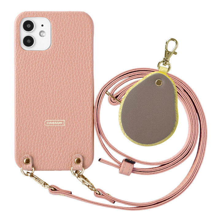 Genuine leather 32 colors Italian shrink leather with shoulder strap Different material nuance mirror charm back case AQUOS series