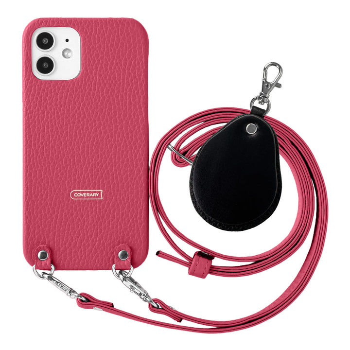 Genuine leather 32 colors Italian shrink leather with shoulder strap Different material nuance mirror charm back case Galaxy series