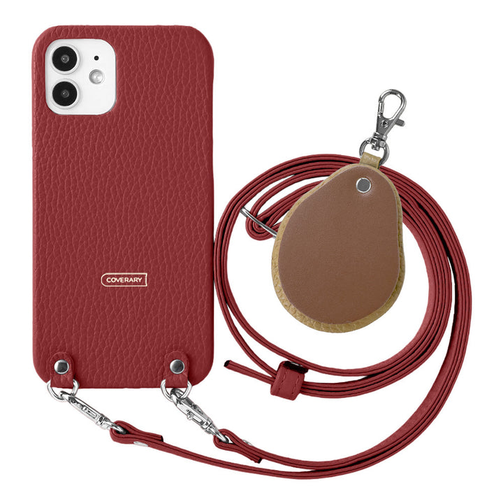 Genuine leather 32 colors Italian shrink leather with shoulder strap Different material nuance mirror charm back case AQUOS series