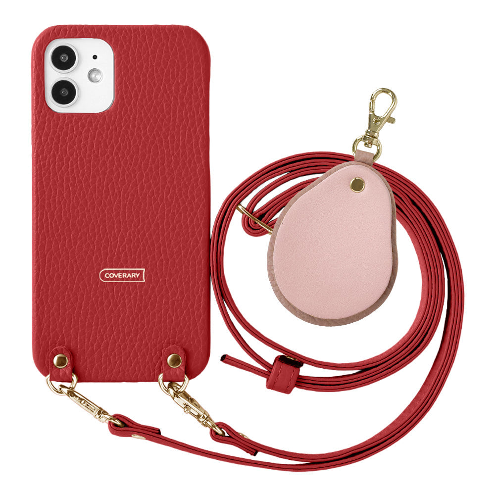 Genuine leather 32 colors Italian shrink leather with shoulder strap Different material nuance mirror charm back case AQUOS series