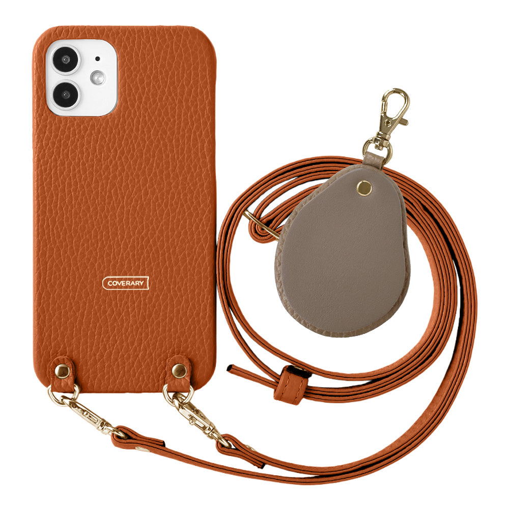 Genuine leather 32 colors Italian shrink leather with shoulder strap Different material nuance mirror charm back case AQUOS series